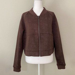 New Balance Athletica Brown/Deep Plum Patterned Bomber Jacket - Size XXL